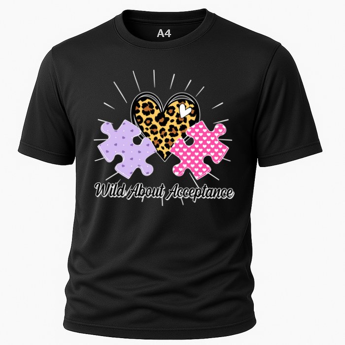 Wild About Acceptance Autism Awareness Puzzle Heart Cooling Performance Crew T-Shirt