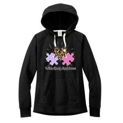 Wild About Acceptance Autism Awareness Puzzle Heart Women's Fleece Hoodie