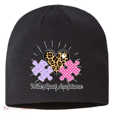 Wild About Acceptance Autism Awareness Puzzle Heart Sustainable Beanie