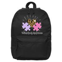 Wild About Acceptance Autism Awareness Puzzle Heart 16 in Basic Backpack