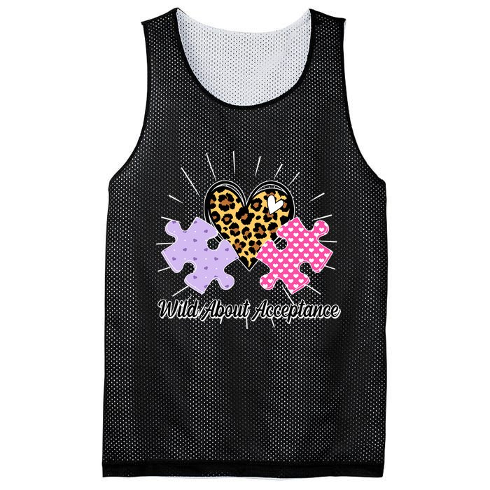 Wild About Acceptance Autism Awareness Puzzle Heart Mesh Reversible Basketball Jersey Tank