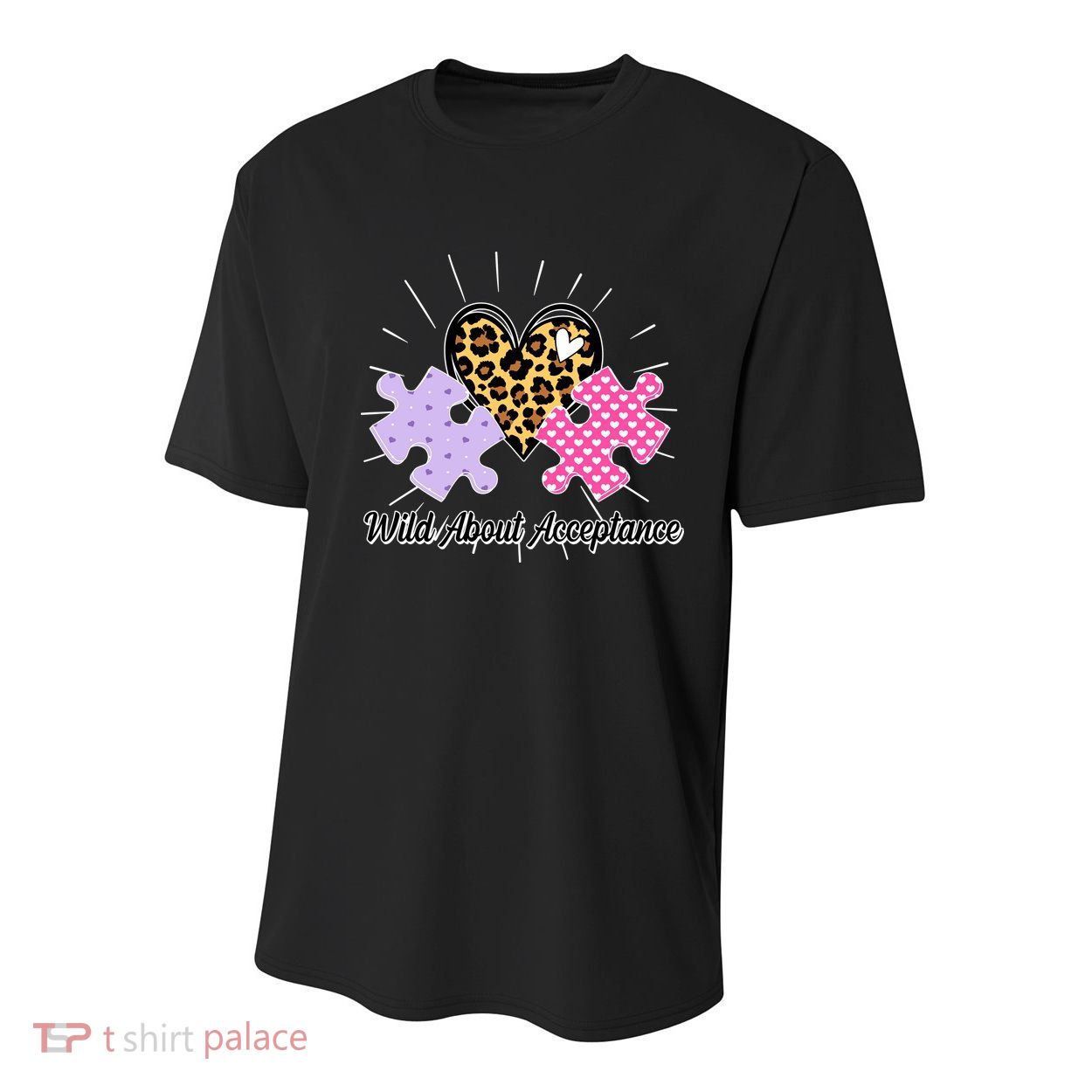 Wild About Acceptance Autism Awareness Puzzle Heart Youth Performance Sprint T-Shirt