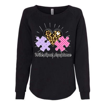 Wild About Acceptance Autism Awareness Puzzle Heart Womens California Wash Sweatshirt