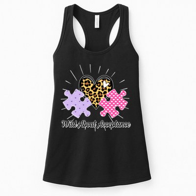 Wild About Acceptance Autism Awareness Puzzle Heart Womens Tank Top