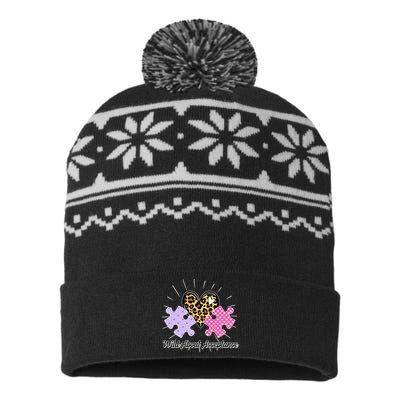 Wild About Acceptance Autism Awareness Puzzle Heart USA-Made Snowflake Beanie