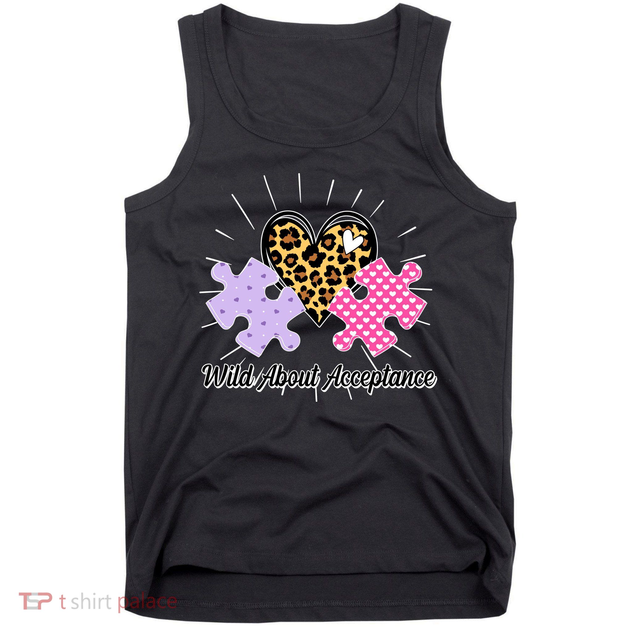 Wild About Acceptance Autism Awareness Puzzle Heart Tank Top