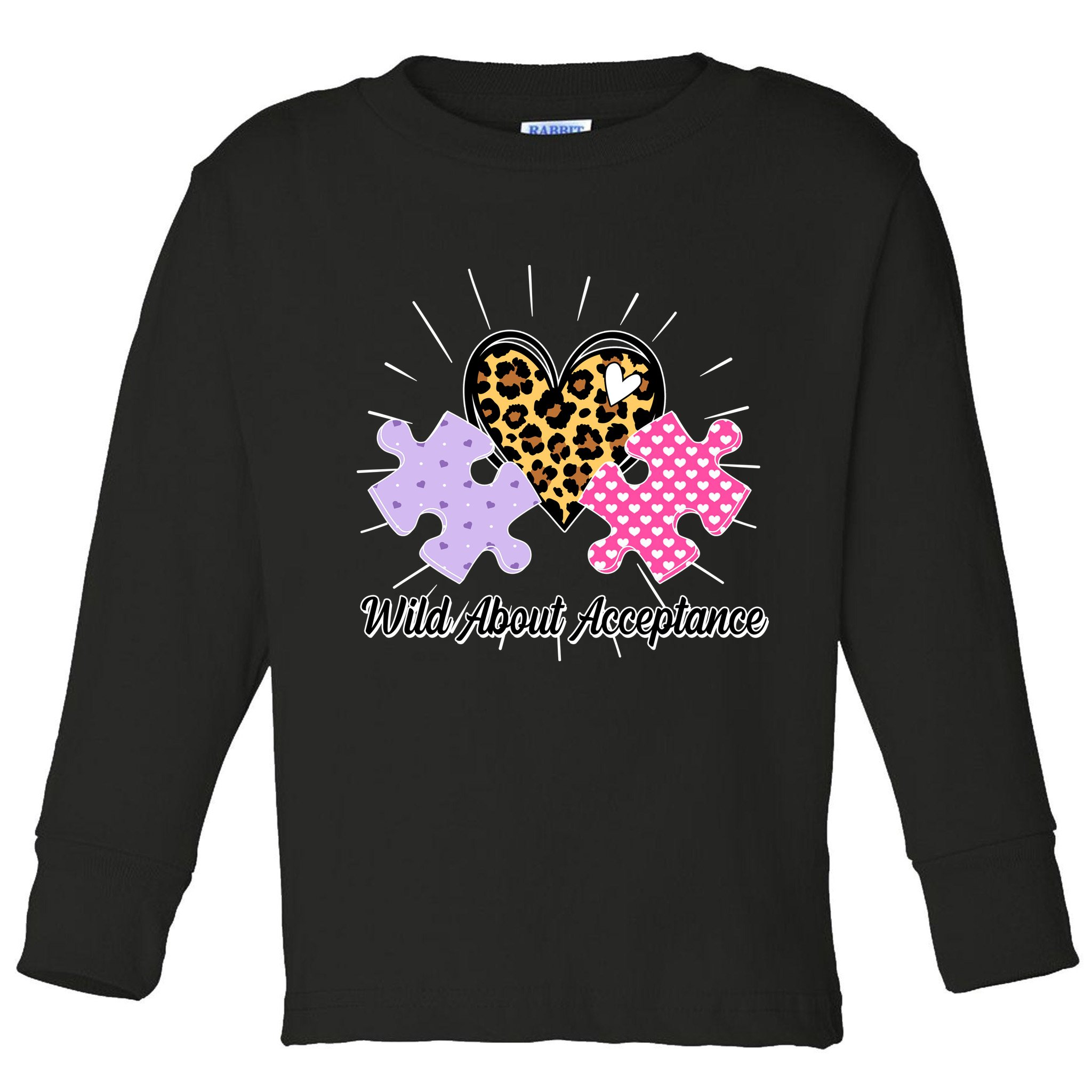 Wild About Acceptance Autism Awareness Puzzle Heart Toddler Long Sleeve Shirt