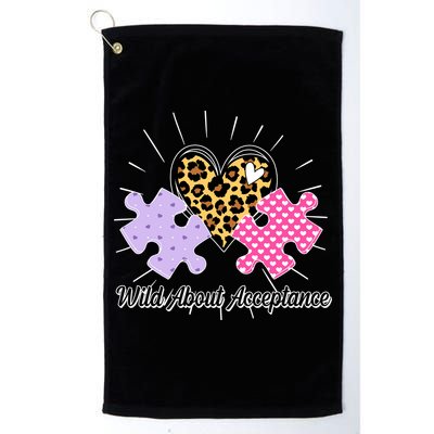 Wild About Acceptance Autism Awareness Puzzle Heart Golf Towel