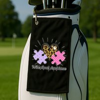 Wild About Acceptance Autism Awareness Puzzle Heart Golf Towel