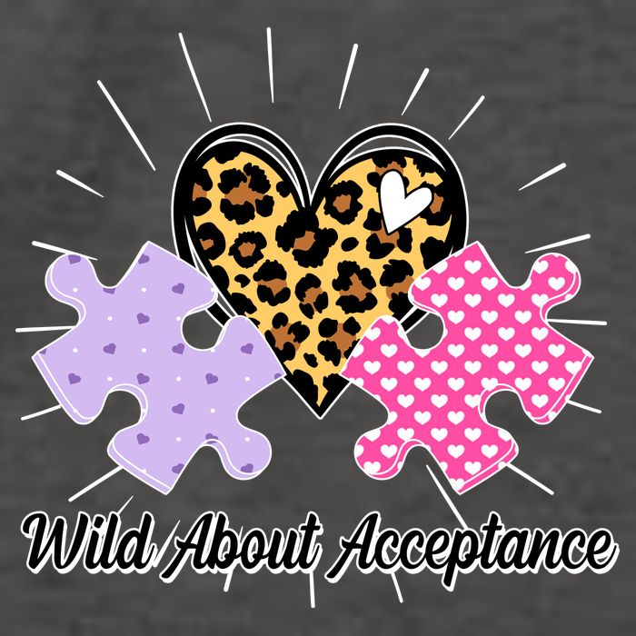 Wild About Acceptance Autism Awareness Puzzle Heart Vector Backpack