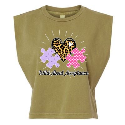 Wild About Acceptance Autism Awareness Puzzle Heart Garment-Dyed Women's Muscle Tee