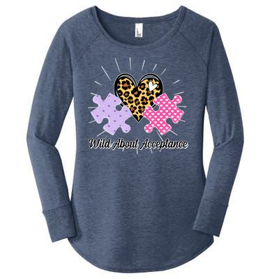 Wild About Acceptance Autism Awareness Puzzle Heart Women's Perfect Tri Tunic Long Sleeve Shirt