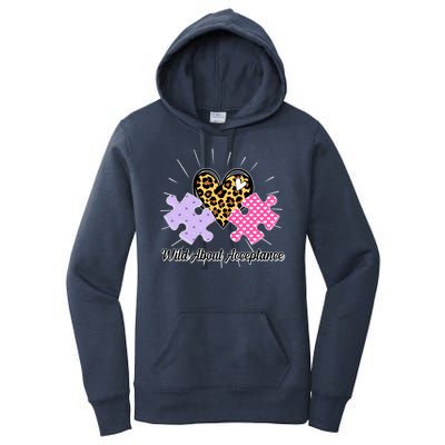 Wild About Acceptance Autism Awareness Puzzle Heart Women's Pullover Hoodie