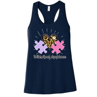 Wild About Acceptance Autism Awareness Puzzle Heart Women's Racerback Tank