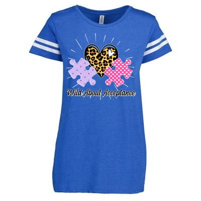 Wild About Acceptance Autism Awareness Puzzle Heart Enza Ladies Jersey Football T-Shirt