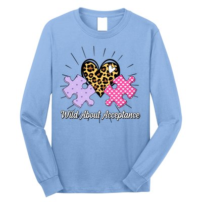 Wild About Acceptance Autism Awareness Puzzle Heart Long Sleeve Shirt