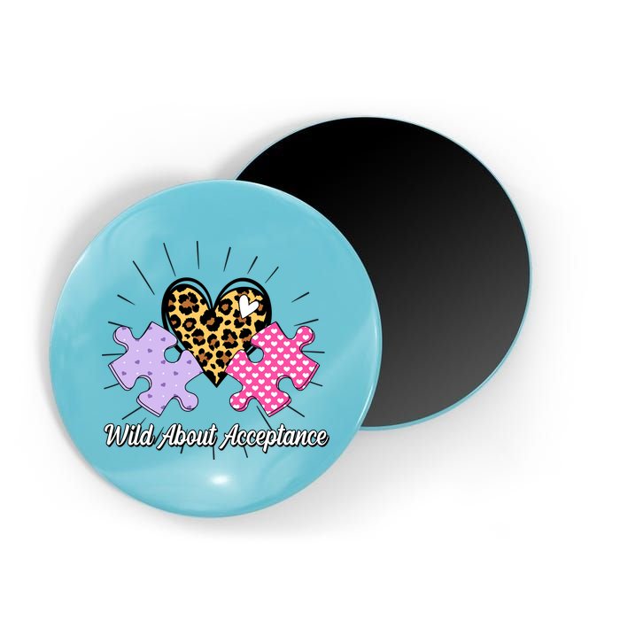 Wild About Acceptance Autism Awareness Puzzle Heart Magnet