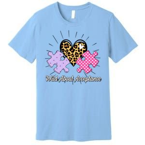 Wild About Acceptance Autism Awareness Puzzle Heart Premium T-Shirt