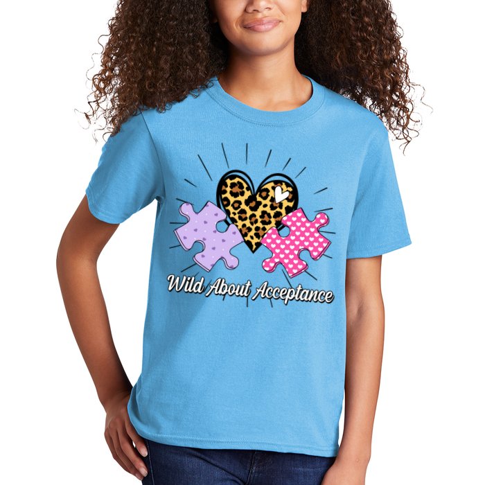 Wild About Acceptance Autism Awareness Puzzle Heart Kids T-Shirt