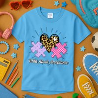 Wild About Acceptance Autism Awareness Puzzle Heart Kids T-Shirt