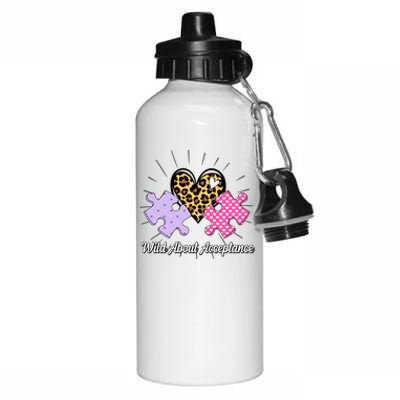 Wild About Acceptance Autism Awareness Puzzle Heart Aluminum Water Bottle