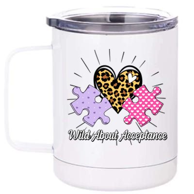 Wild About Acceptance Autism Awareness Puzzle Heart 12 oz Stainless Steel Tumbler Cup