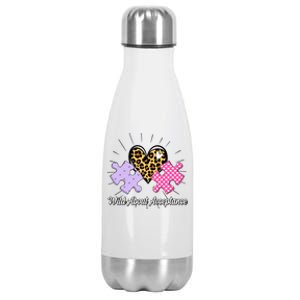 Wild About Acceptance Autism Awareness Puzzle Heart Stainless Steel Insulated Water Bottle