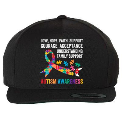 World Autism Awareness Day Month Acceptance Autism Rainbow Gift Wool Snapback Cap