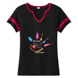 World Autism Awareness Day Be Kind ItS Ok To Be Different Gift Ladies Halftime Notch Neck Tee