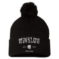 Winslow Arizona AZ Vintage Athletic Sports Pom Pom 12in Knit Beanie