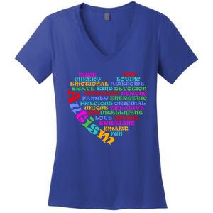 World Autism Awareness Day Support Family Funny Gift Women's V-Neck T-Shirt