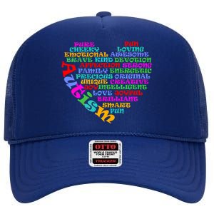 World Autism Awareness Day Support Family Funny Gift High Crown Mesh Back Trucker Hat