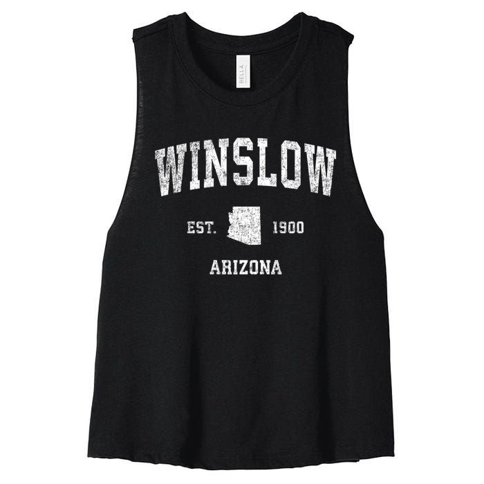 Winslow Arizona Az Vintage Sports Women's Racerback Cropped Tank