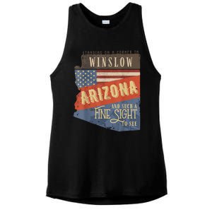 Winslow Arizona AZ US 66 Take It Easy Est. 1926 Mother Road Ladies PosiCharge Tri-Blend Wicking Tank