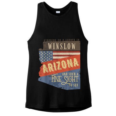 Winslow Arizona AZ US 66 Take It Easy Est. 1926 Mother Road Ladies PosiCharge Tri-Blend Wicking Tank