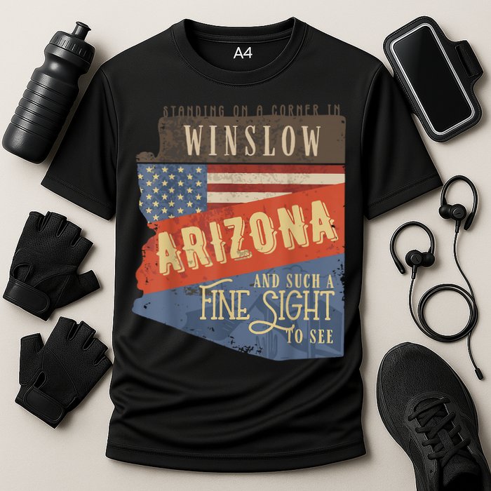 Winslow Arizona AZ US 66 Take It Easy Est. 1926 Mother Road Cooling Performance Crew T-Shirt