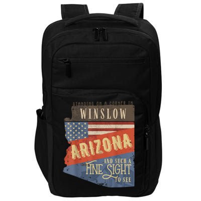 Winslow Arizona AZ US 66 Take It Easy Est. 1926 Mother Road Impact Tech Backpack