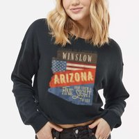 Winslow Arizona AZ US 66 Take It Easy Est. 1926 Mother Road Cropped Pullover Crew