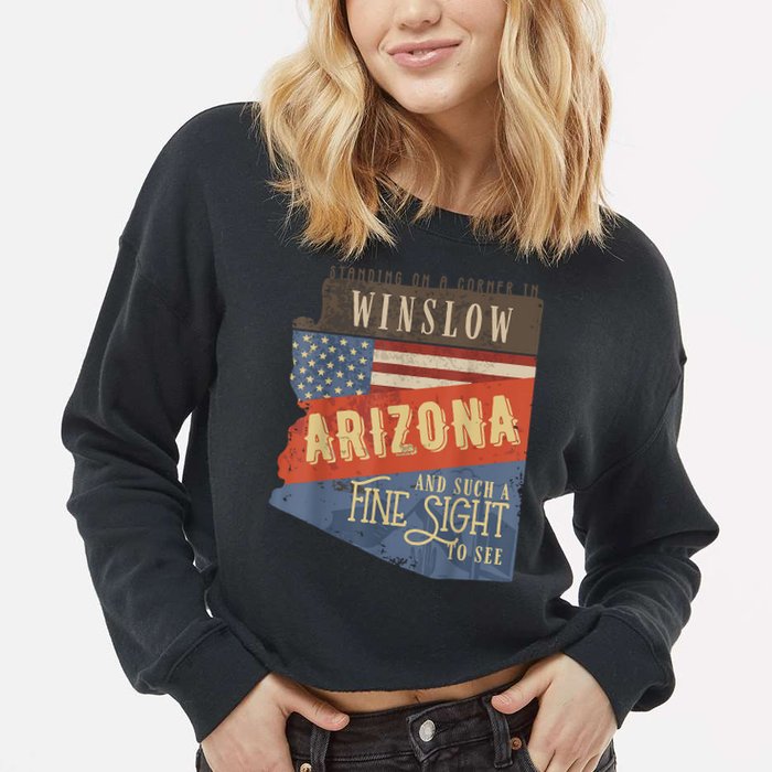 Winslow Arizona AZ US 66 Take It Easy Est. 1926 Mother Road Cropped Pullover Crew
