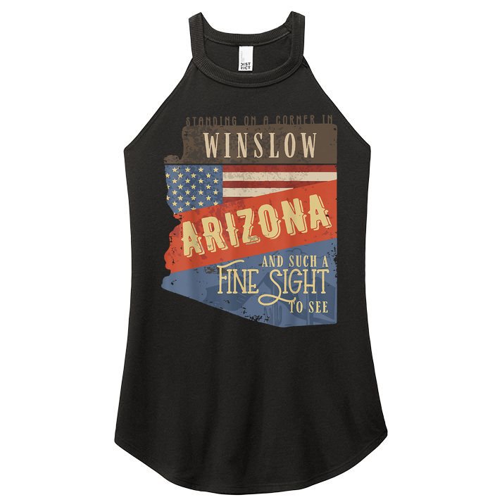 Winslow Arizona AZ US 66 Take It Easy Est. 1926 Mother Road Women's Perfect Tri Rocker Tank
