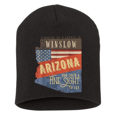 Winslow Arizona AZ US 66 Take It Easy Est. 1926 Mother Road Short Acrylic Beanie