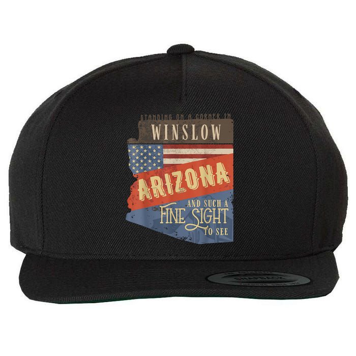 Winslow Arizona AZ US 66 Take It Easy Est. 1926 Mother Road Wool Snapback Cap
