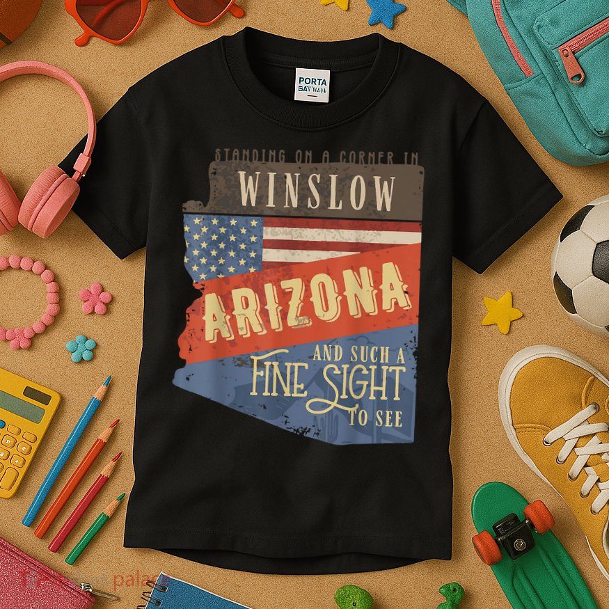 Winslow Arizona AZ US 66 Take It Easy Est. 1926 Mother Road Kids T-Shirt