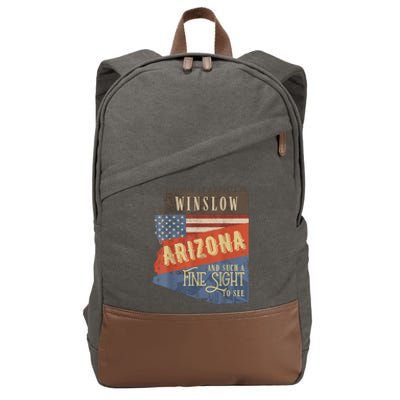 Winslow Arizona AZ US 66 Take It Easy Est. 1926 Mother Road Cotton Canvas Backpack