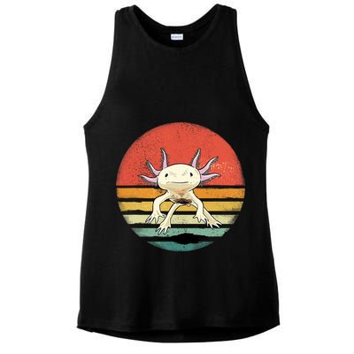 Wowsome! Adult Axolotl Retro Vintage Ladies PosiCharge Tri-Blend Wicking Tank