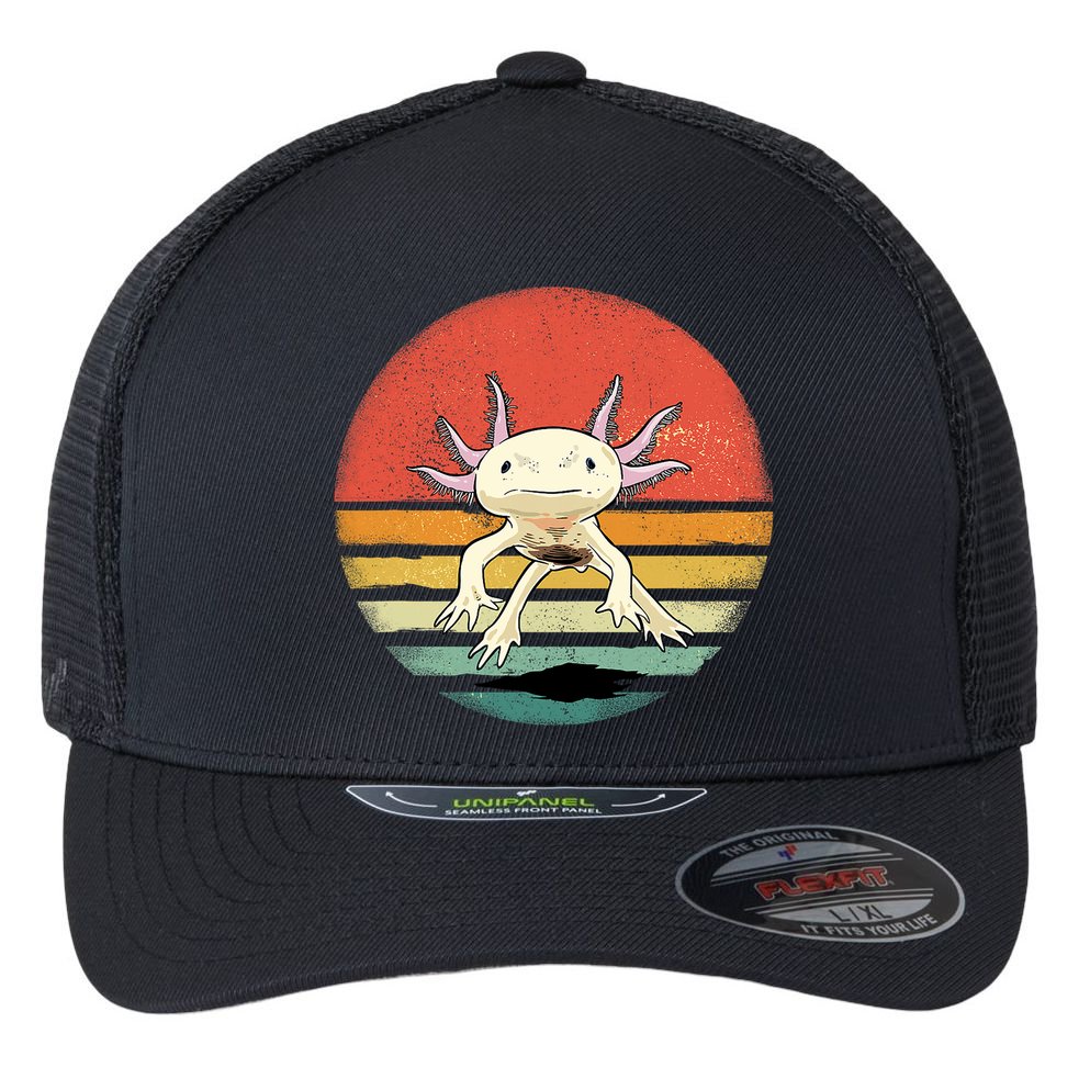Wowsome! Adult Axolotl Retro Vintage Flexfit Unipanel Trucker Cap