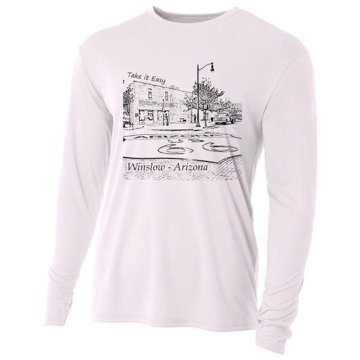 Winslow Arizona AZ US 66 Take It Easy Est 1926 Mother Road Cooling Performance Long Sleeve Crew