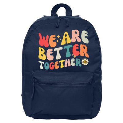 We Are Better Together Back To School Retro Groovy Teacher 16 in Basic Backpack