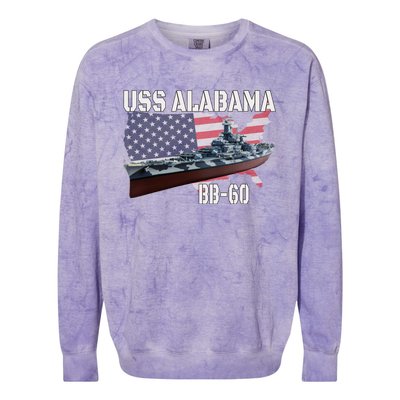 Ww2 American Battleship Uss Alabama Bb60 Warship Veterans Cool Gift Colorblast Crewneck Sweatshirt