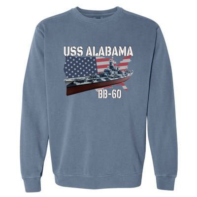 Ww2 American Battleship Uss Alabama Bb60 Warship Veterans Cool Gift Garment-Dyed Sweatshirt